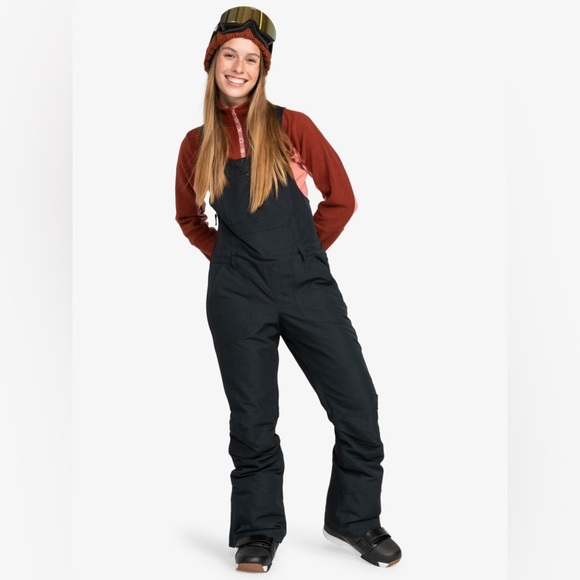 Roxy Pants - Womens Roxy Women's Rideout Bib Snow Pants True Black Snow Bib Jumpsuit Size M,L